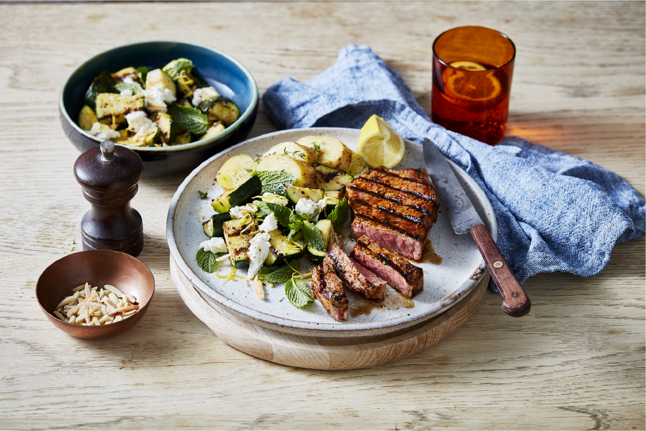 HARISSA PORTERHOUSE WITH CHARGRILLED ZUCCHINI